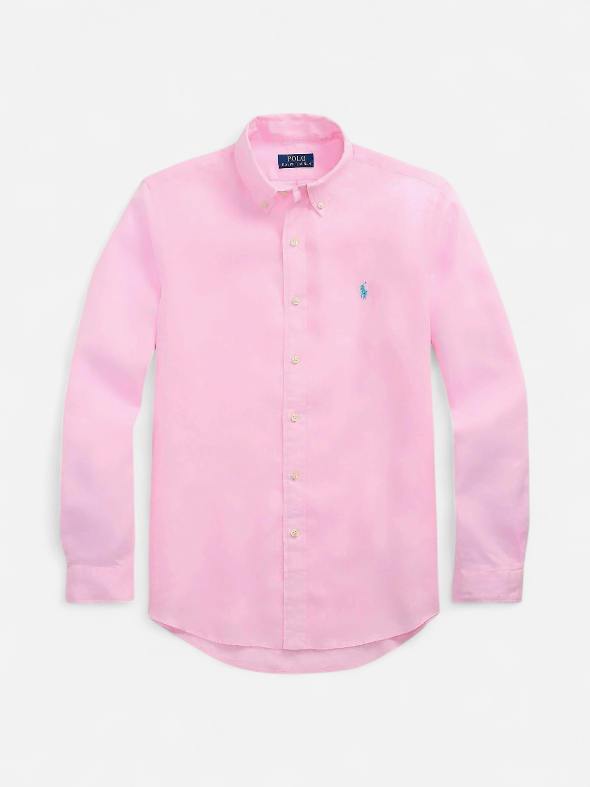 Polo Ralph Lauren miesten kauluspaita, POLO LINEN SHIRT LS CUSTOM FIT Pinkki - Kekäle.fi