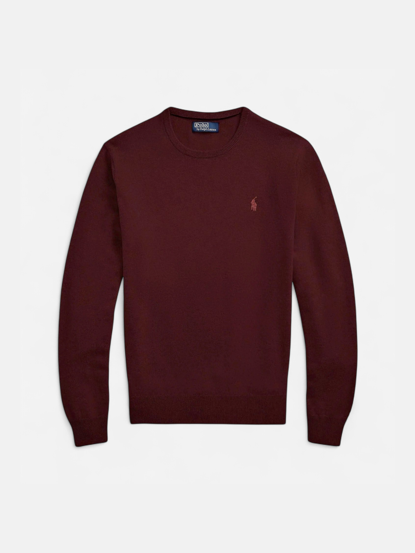 Polo Ralph Lauren miesten neulepusero, LONG SLEEVE PULLOVER CREW WOOL Viininpunainen - Kekäle.fi