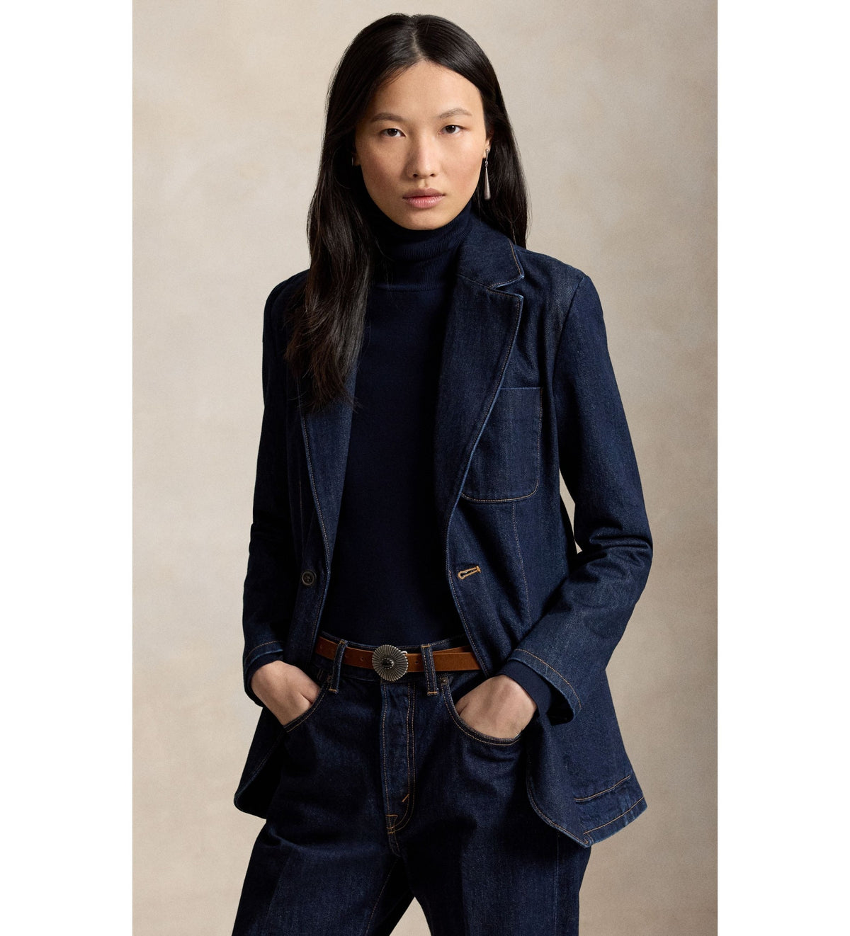 Polo Ralph Lauren naisten bleiseri Single-Breasted Denim Blazer, sininen, indigo
