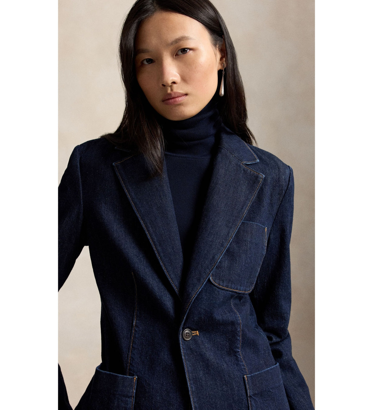 Polo Ralph Lauren naisten bleiseri Single-Breasted Denim Blazer, sininen, indigo