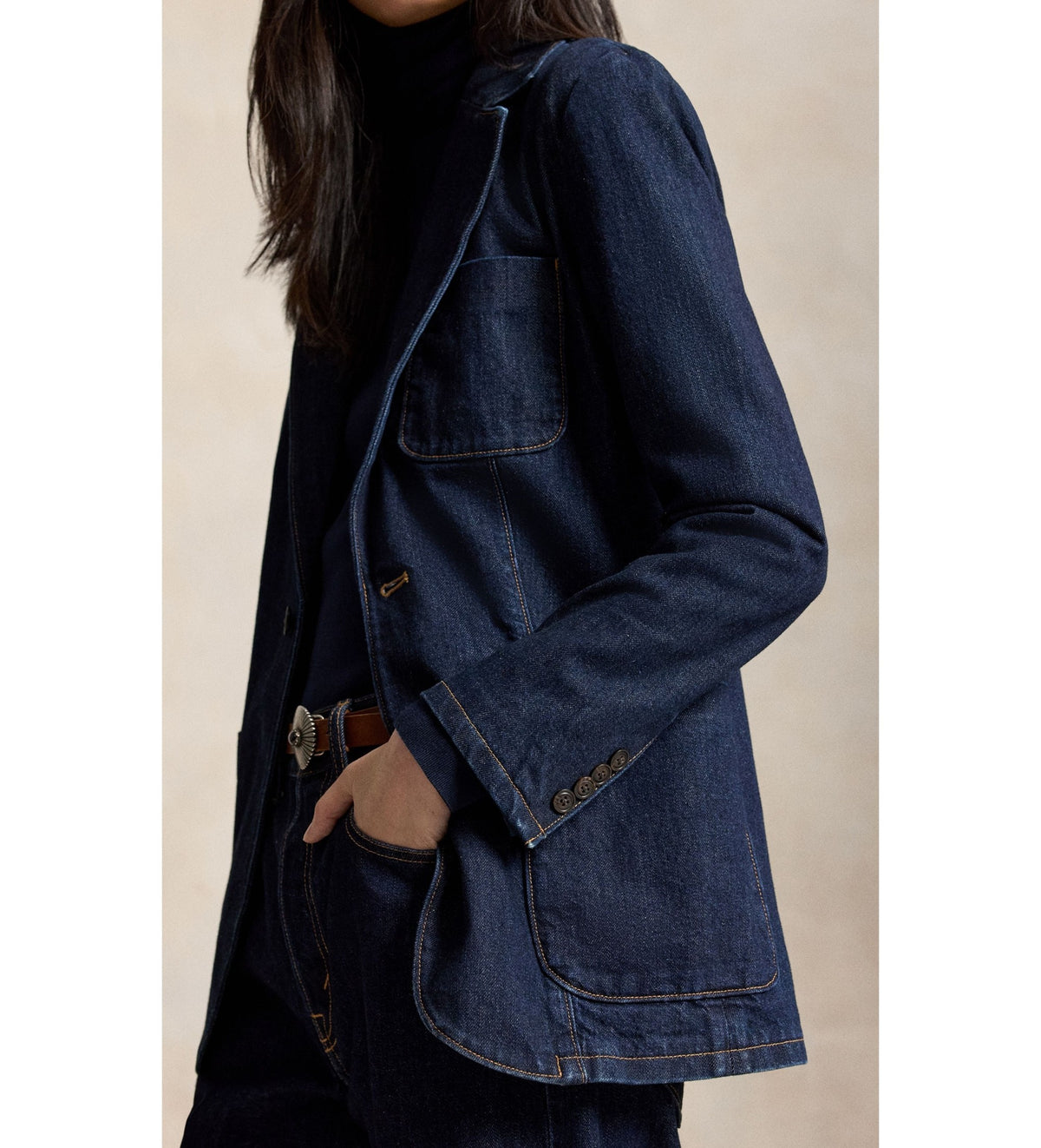 Polo Ralph Lauren naisten bleiseri Single-Breasted Denim Blazer, sininen, indigo
