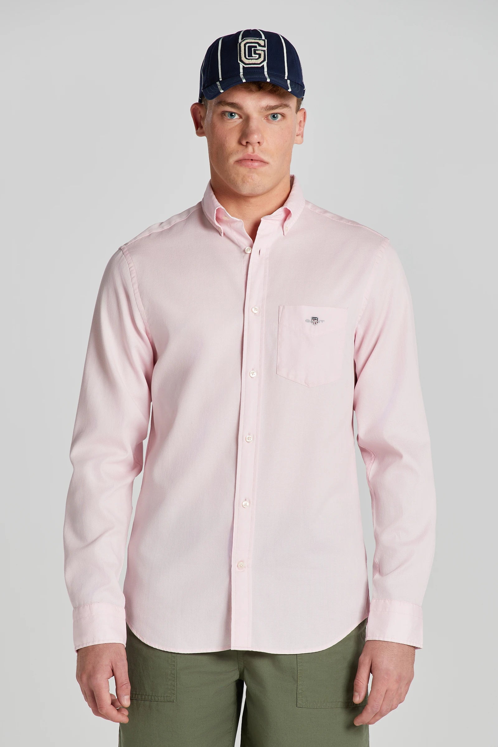 Gant miesten kauluspaita Reg Honey Comb Texture Shirt, vaaleanpunainen