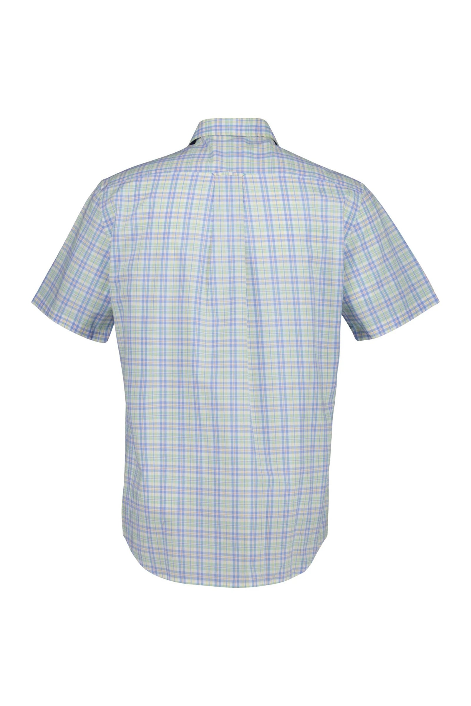 Gant miesten kauluspaita Reg Poplin Multi Check SS Shirt, vihreä ruutu