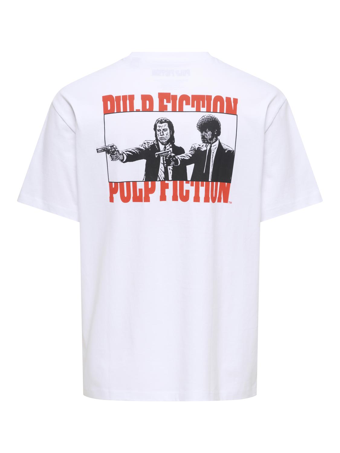 Only & Sons miesten T-paita Pulp Fiction, Bright White