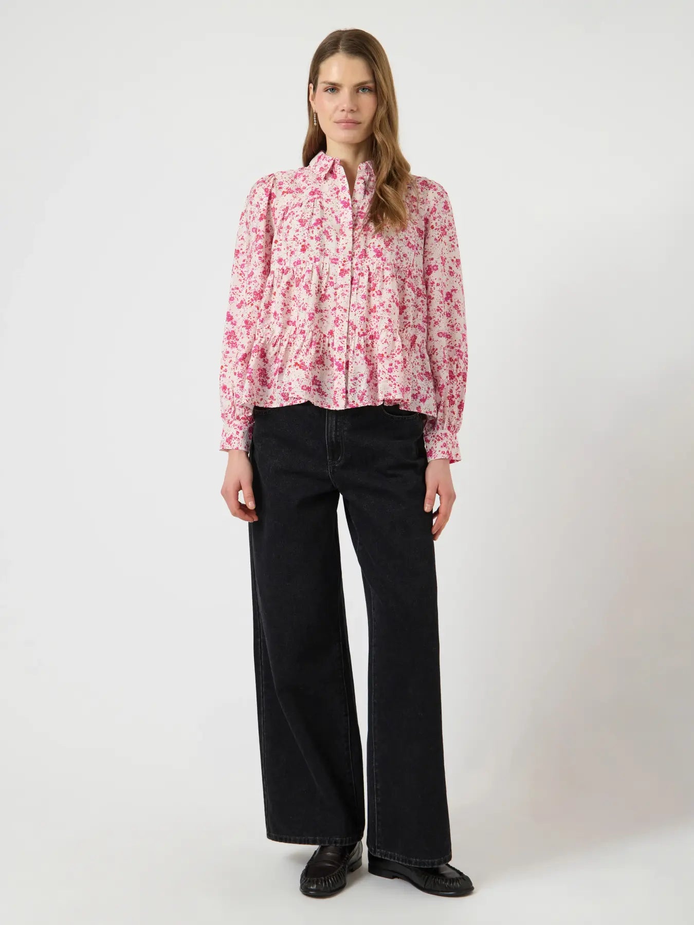 Y.A.S naisten paitapusero YASPALA LS Shirt, pinkki kuosi