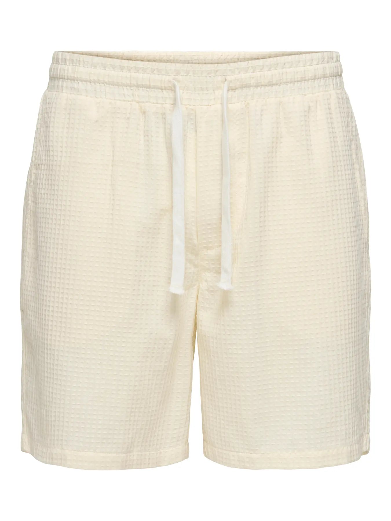 Only and Sons miesten shortsit Onstel Savier Waffle Shorts, Antique White