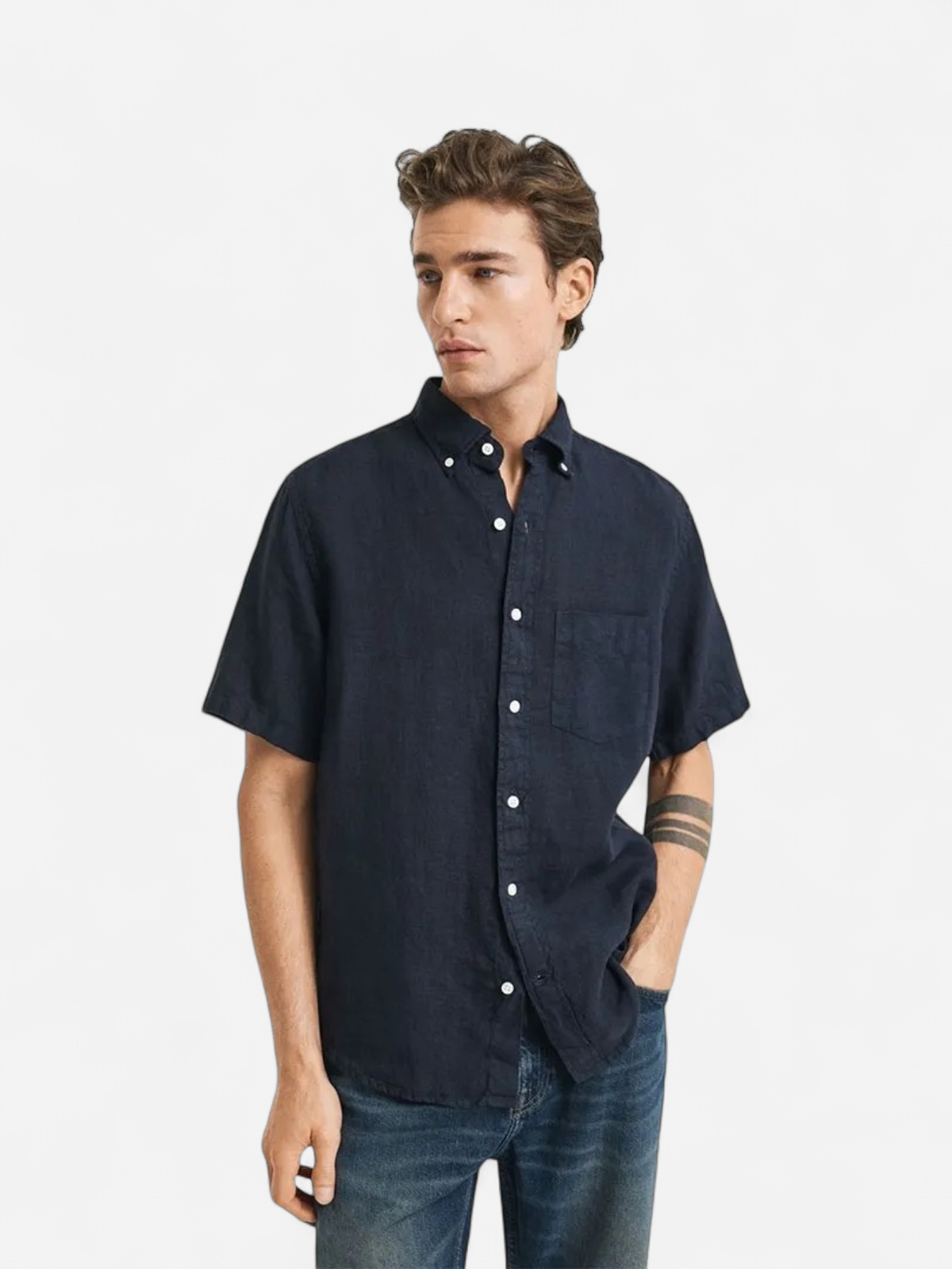 REG GMNT LINEN SS SHIRT TUMMANSININEN - Kekäle.fi