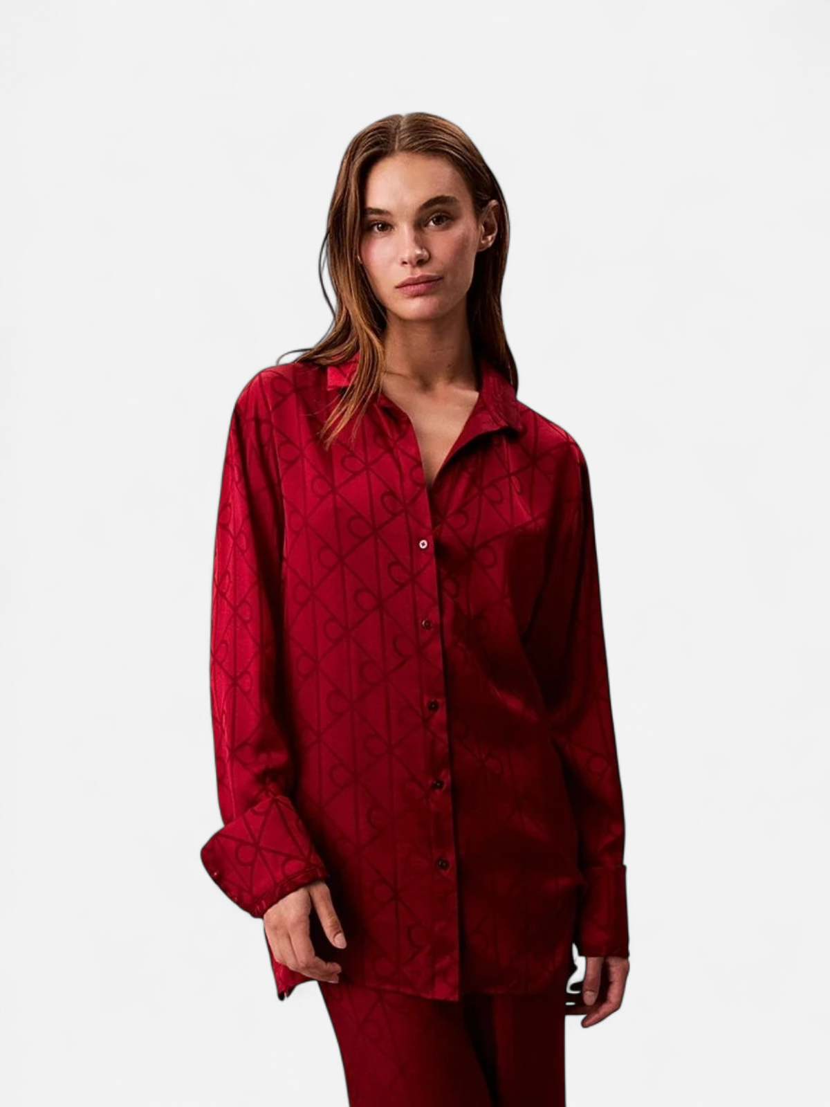 Calvin Klein naisten pyjamapaita, RELAXED AOP SHIRT PUNAINEN - Kekäle.fi