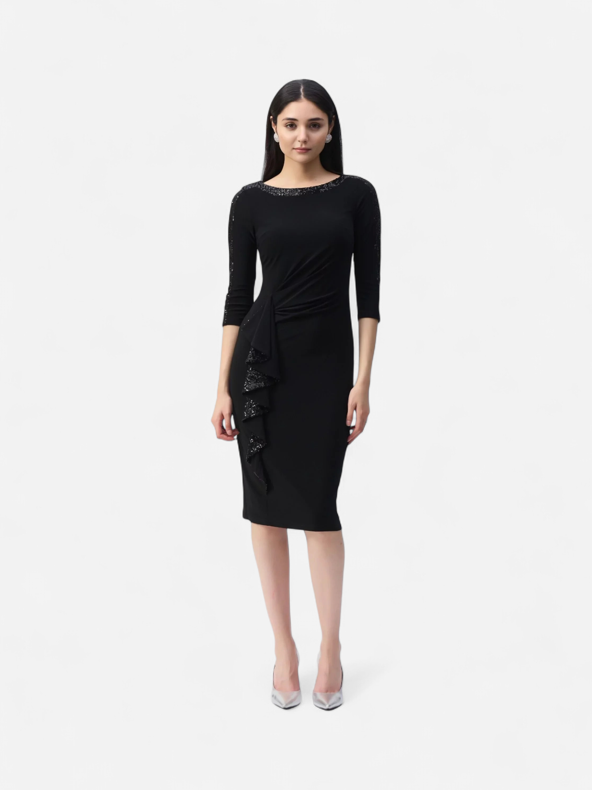 Ribkoff Naisten Mekko, SILKY KNIT SEQUINS DRESS Musta - Kekäle.fi