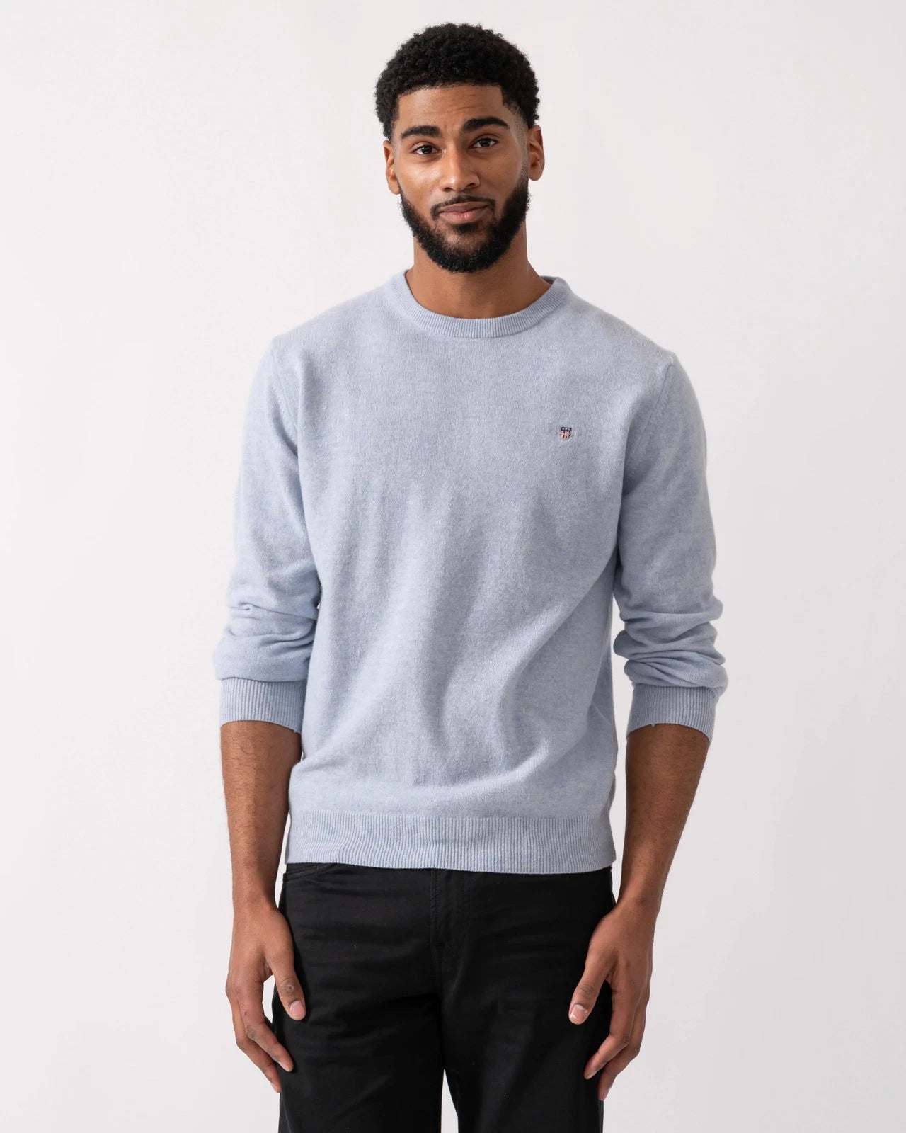 Gant miesten neulepaita Superfine Lambswool C-Neck, vaaleansininen
