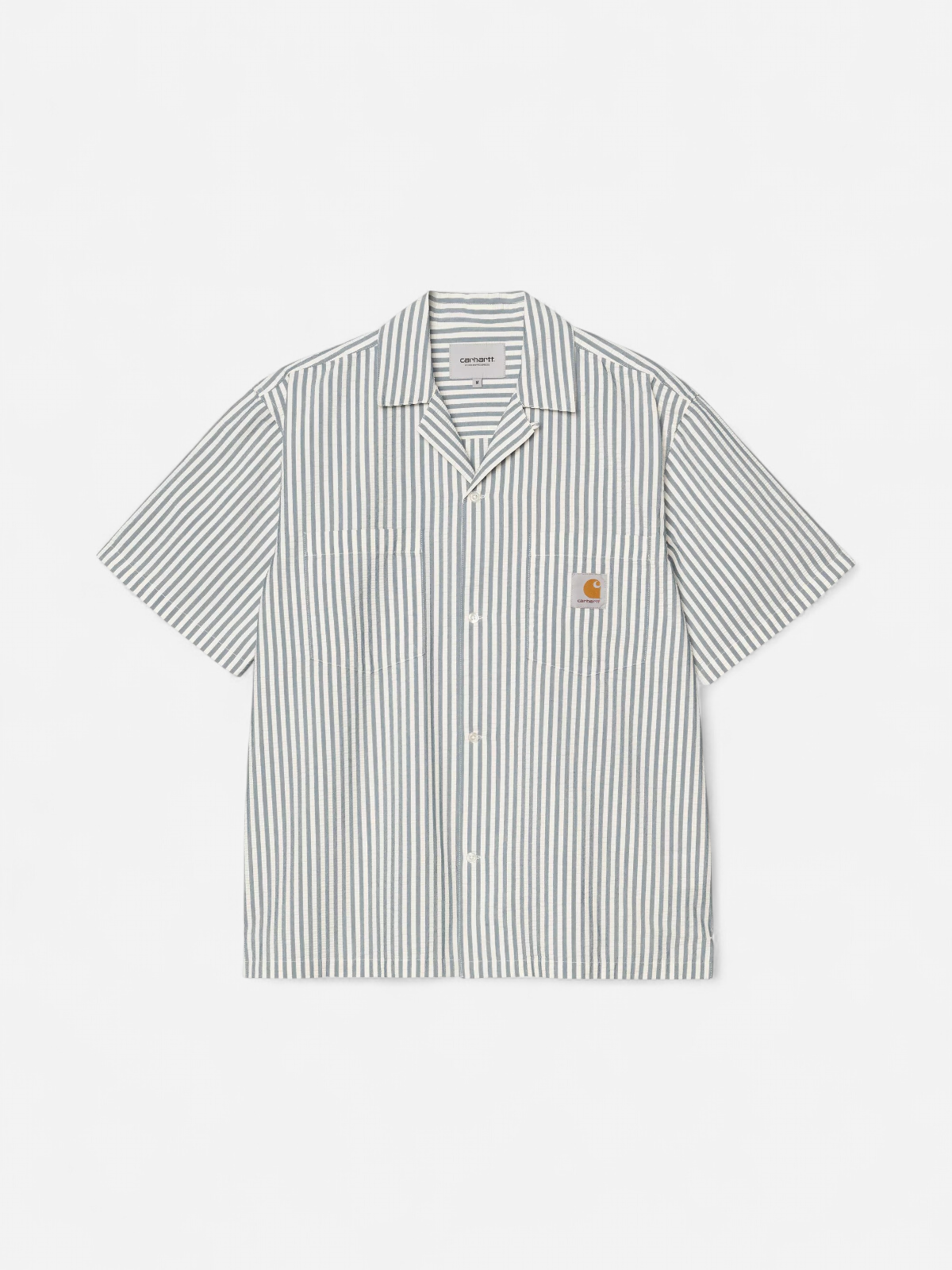 Carhartt miesten lyhythihainen kauluspaita S/S Leavel Shirt, raidallinen valkoinen - Kekäle.fi