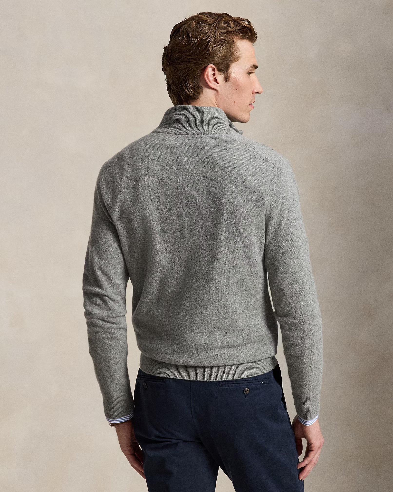 Polo Ralph Lauren miesten neulepusero Merino Wool Quarter-Zip Sweater, Harmaa