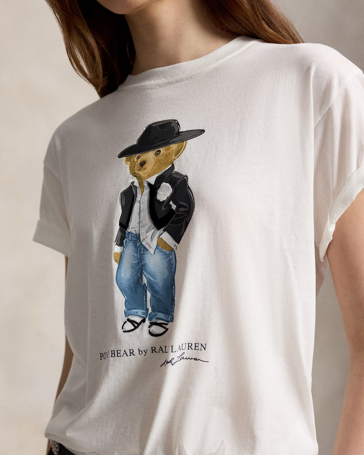 Polo Ralph Lauren naisten T-paita Holiday Polo Bear Cotton Jersey Tee, valkoinen