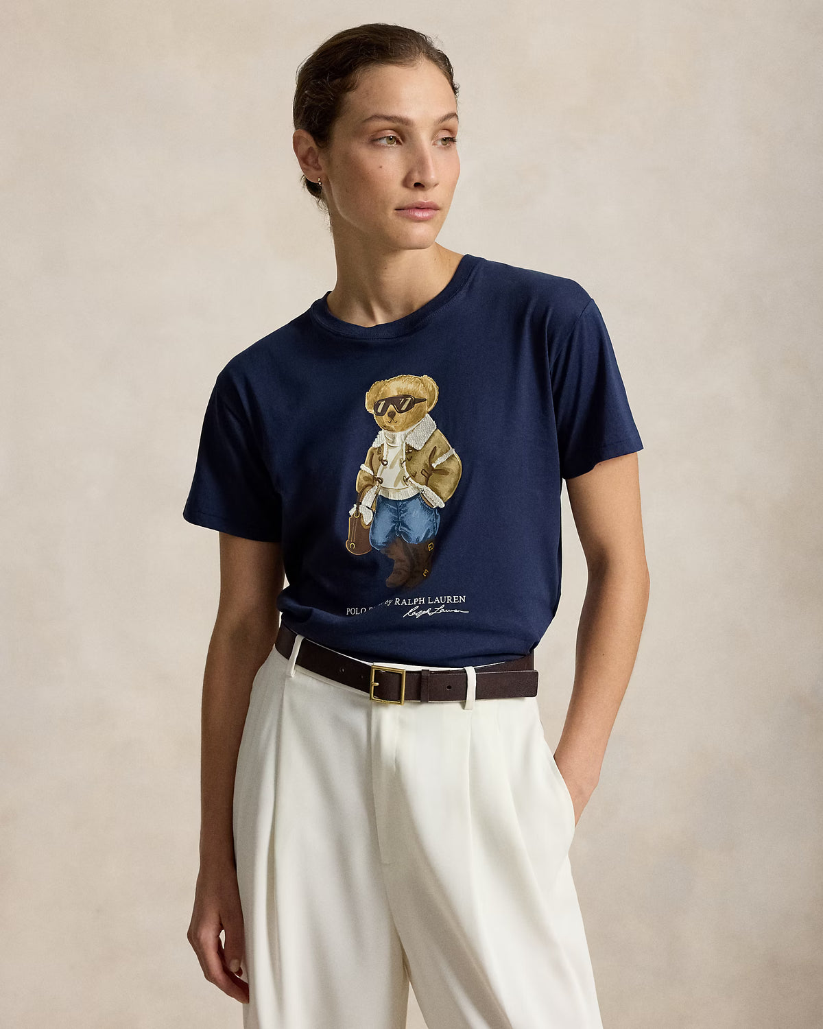 Polo Ralph Lauren naisten T-paita Winter Polo Bear Cotton Jersey Tee, tummansininen