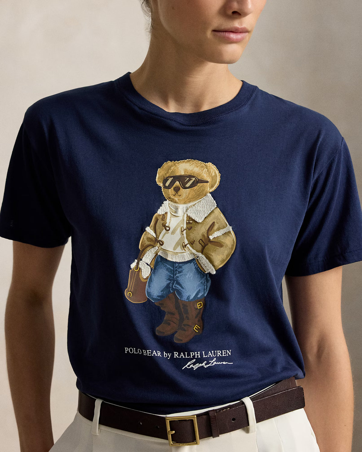 Polo Ralph Lauren naisten T-paita Winter Polo Bear Cotton Jersey Tee, tummansininen