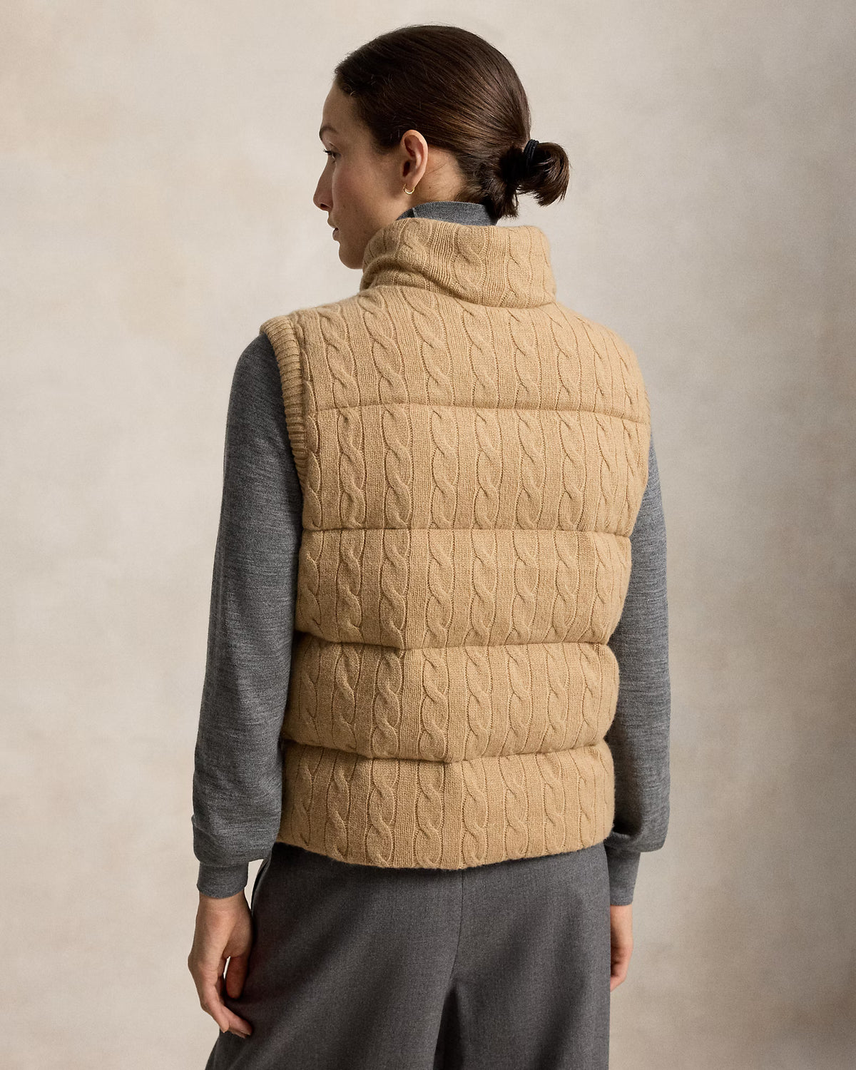 Polo Ralph Lauren naisten liivi Cable-Knit Wool-Cashmere Zip Gilet, vaalea beige
