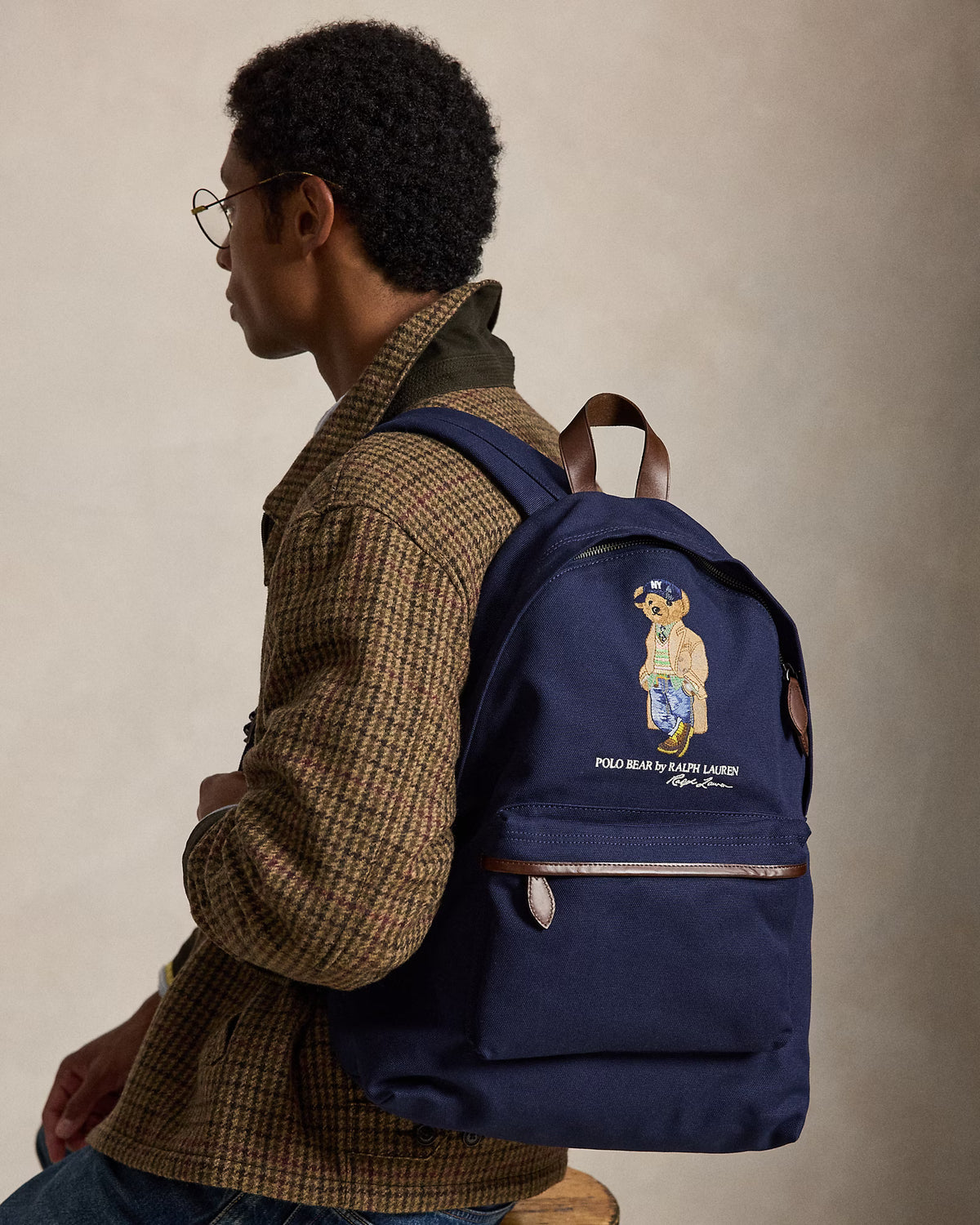 Polo Ralph Lauren unisex reppu Polo Bear Canvas Backpack, tummansininen