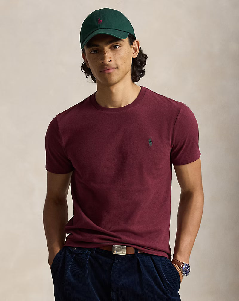 Polo Ralph Lauren miesten T-paita Custom Slim Fit Jersey Crewneck T-Shirt, tumma luumunpunainen