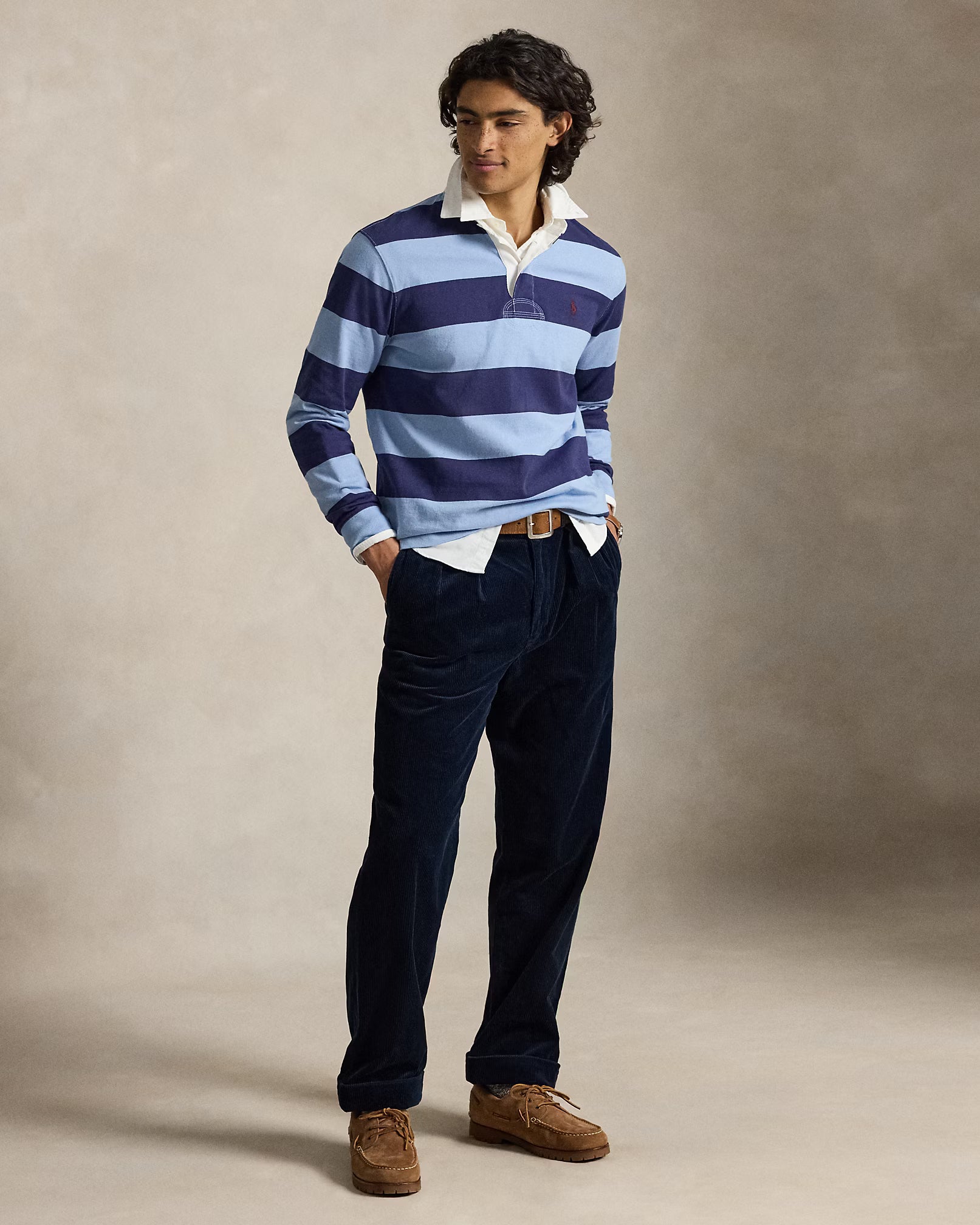 Polo Ralph Lauren miesten pikeepaita The Iconic Rugby Shirt, raidallinen sininen