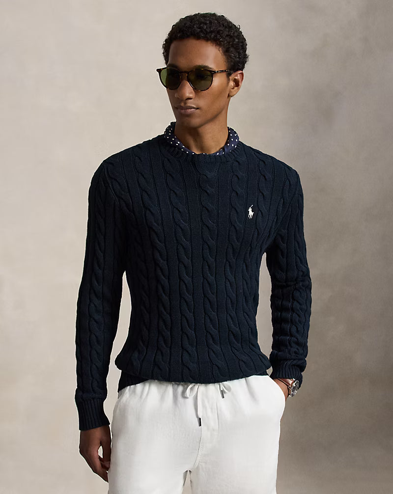 Polo Ralph Lauren miesten neulepaita Cotton Cable LS Drive Pullover, tummansininen