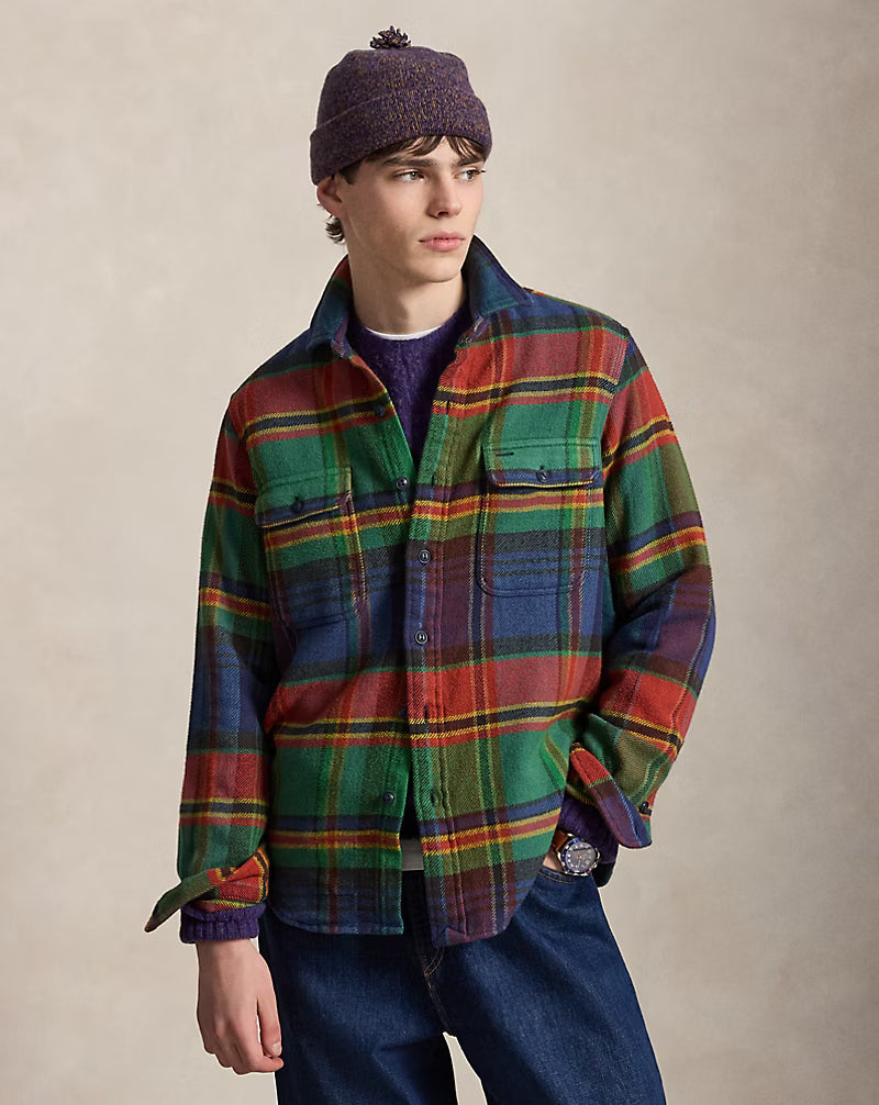Polo Ralph Lauren miesten paitatakki Patchwork Plaid Flannel Overshirt, monivärinen ruutu