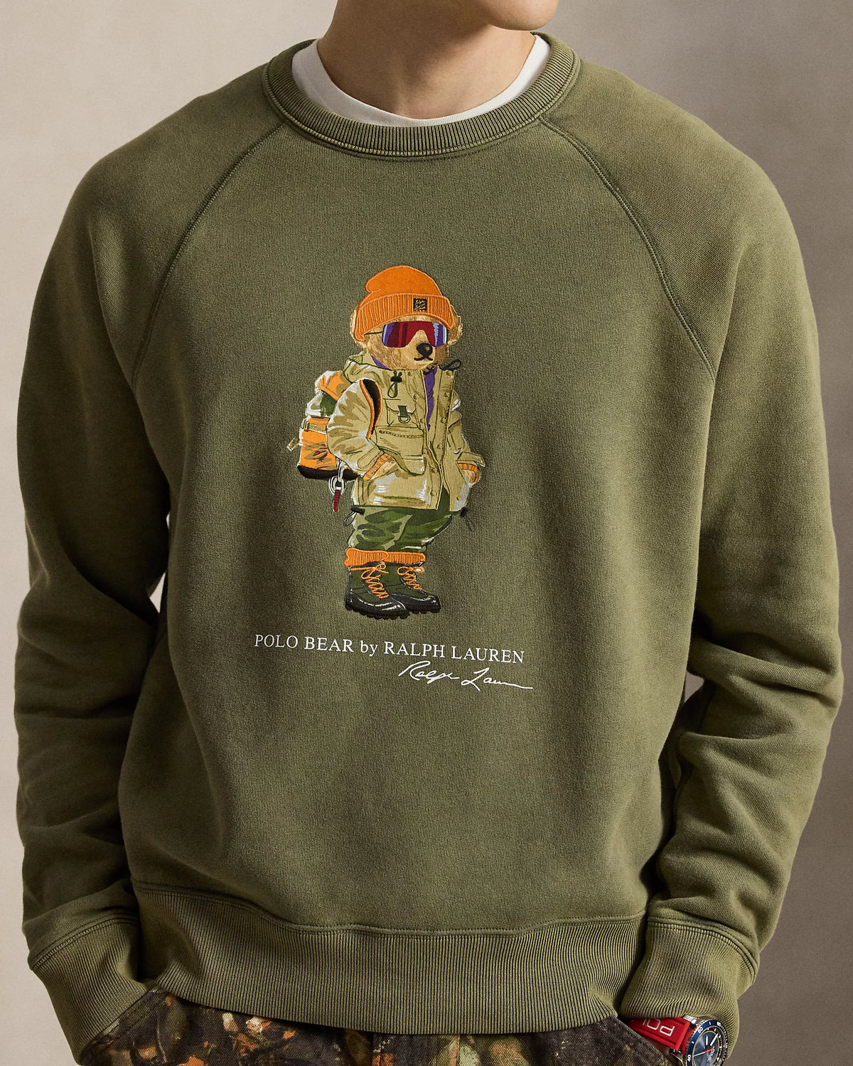 Polo Ralph Lauren miesten collegepaita Polo Bear Fleece Sweatshirt, Cruise Olive