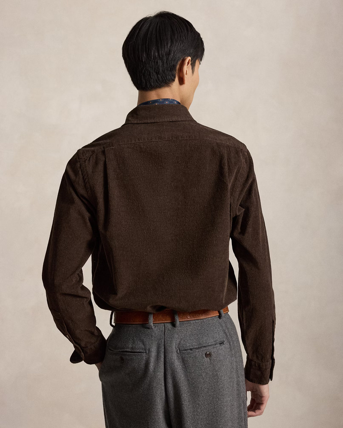 Polo Ralph Lauren miesten kauluspaita Custom Fit Stretch Corduroy Shirt, Alpine Brown Heather