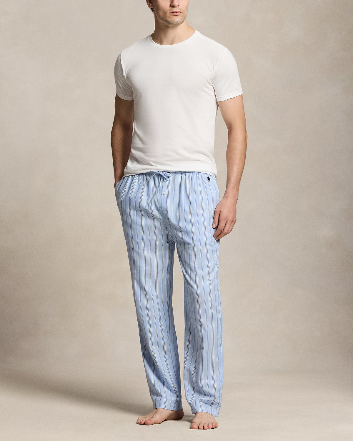 Polo Ralph Lauren miesten pyjamahousut Striped Cotton Pyjama Trousers, raidallinen sininen