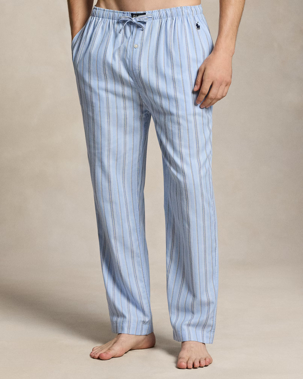 Polo Ralph Lauren miesten pyjamahousut Striped Cotton Pyjama Trousers, raidallinen sininen