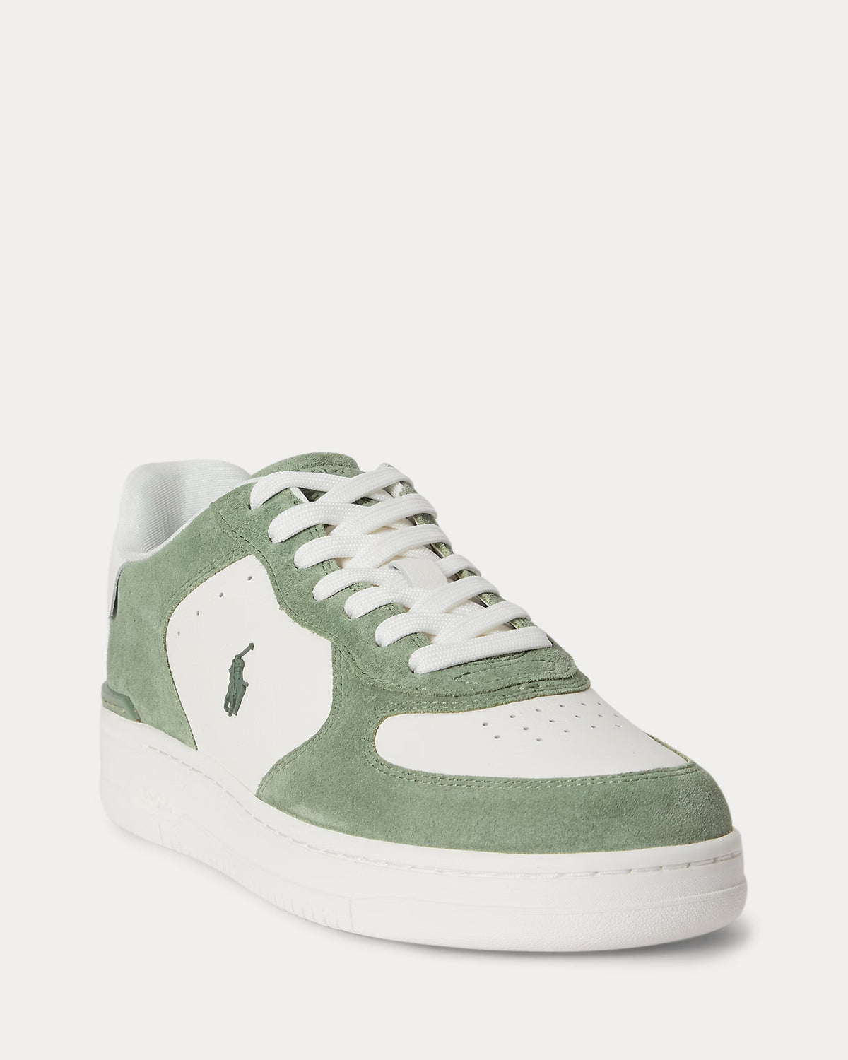 Polo Ralph Lauren miesten lenkkarit  Masters Court Leather-Suede Trainer, Deckwash White/Cargo Green