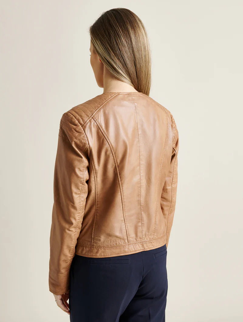 Saki Naisten nahkatakki Paula, Konjakinruskea