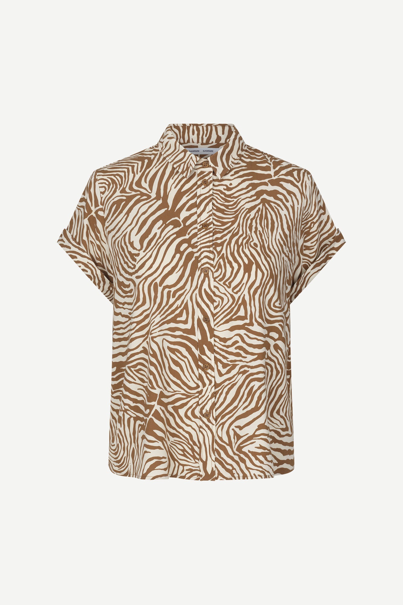samsoe-and-samsoe-naisten-lyhythihainen-kauluspaita-majan-ss-shirt-9942-ruskea-kuosi-1