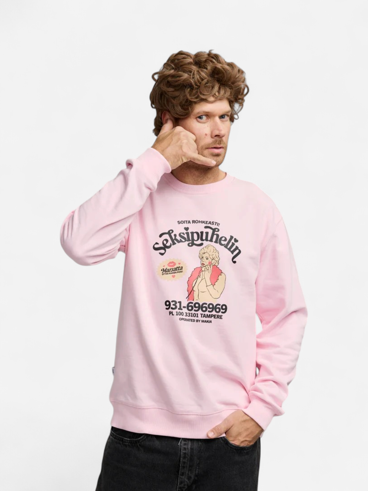 Makia collegepaita Seksipuhelin Sweatshirt, vaaleanpunainen - Kekäle.fi