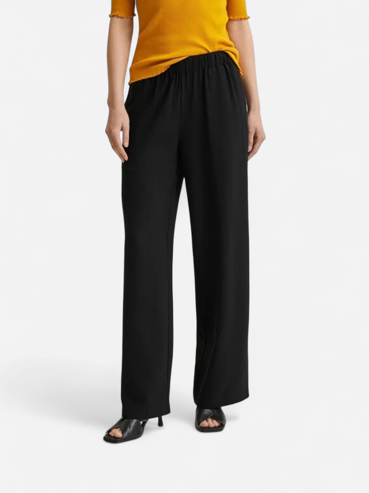Selected Femme housut, SLFTINNI-RELAXED MW WIDE PANT  Musta - Kekäle.fi