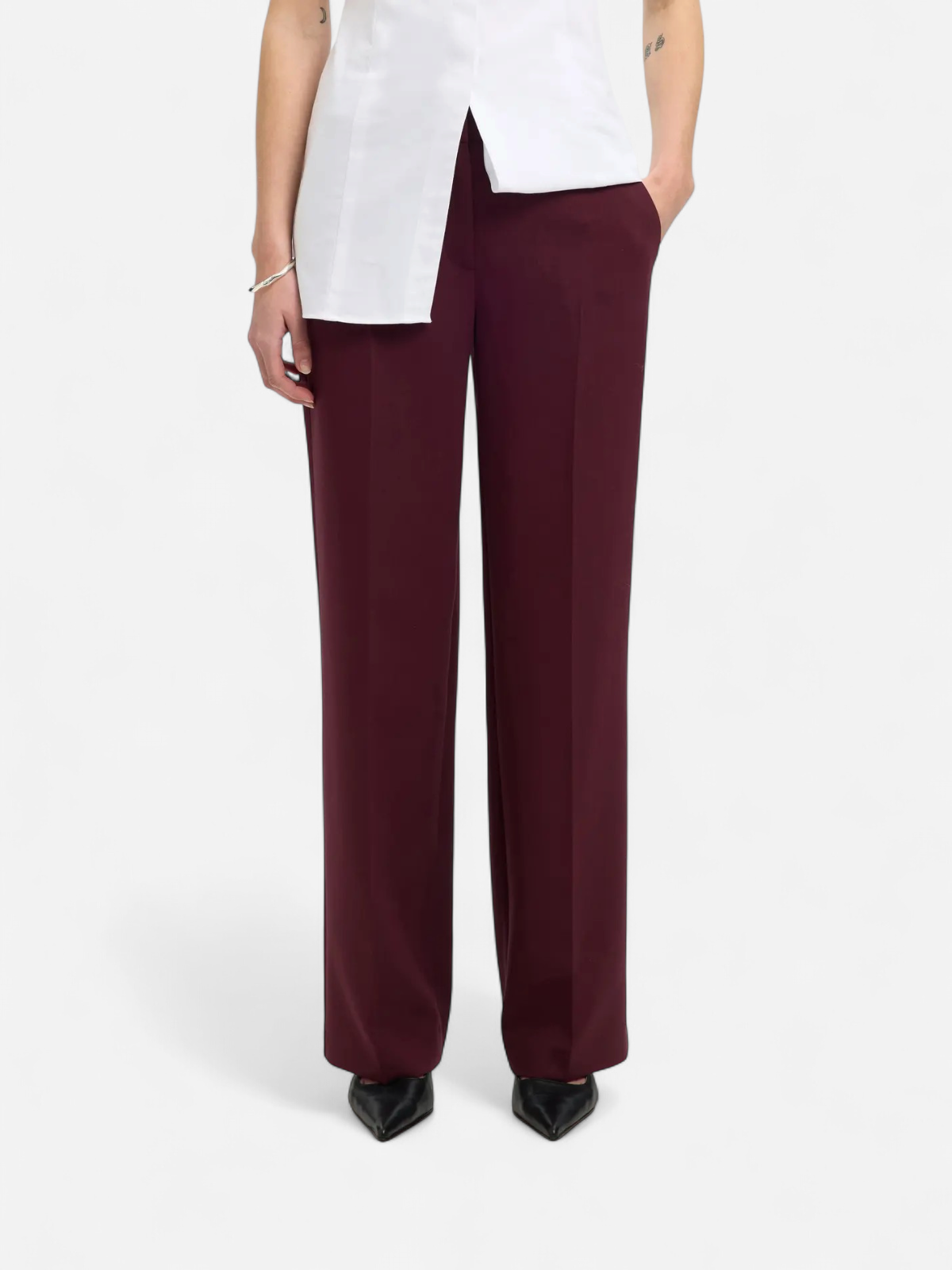 Selected Femme naisten housut, SLFRITA MW WIDE PANT MEL NOOS Fig Melange - Kekäle.fi