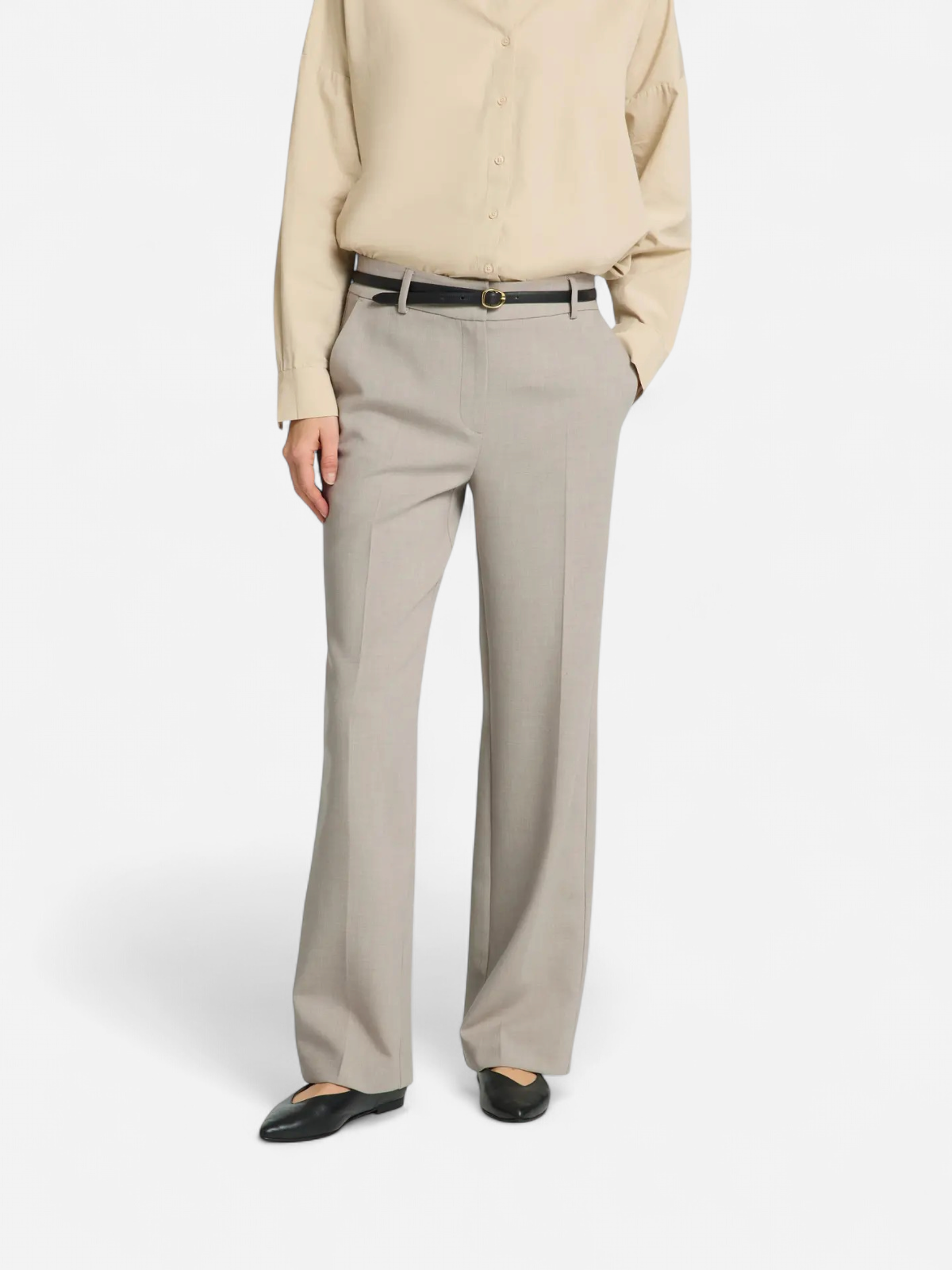 Selected Femme naisten housut, SLFRITA MW WIDE PANT MEL NOOS Island Fossil Melange - Kekäle.fi
