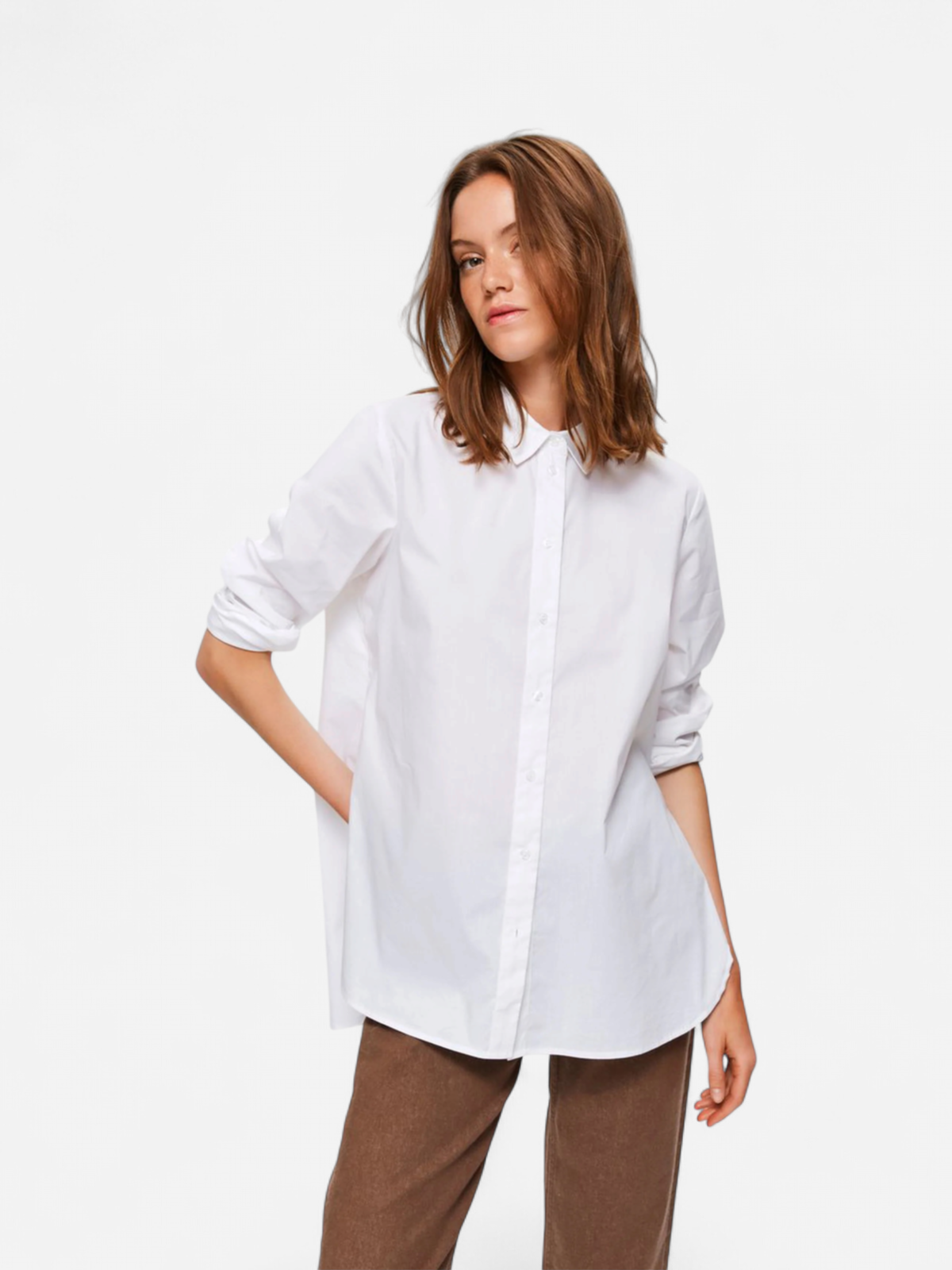 Selected Femme Naisten Kauluspaita, SLFOri LS Side Zip Shirt Valkoinen - Kekäle.fi