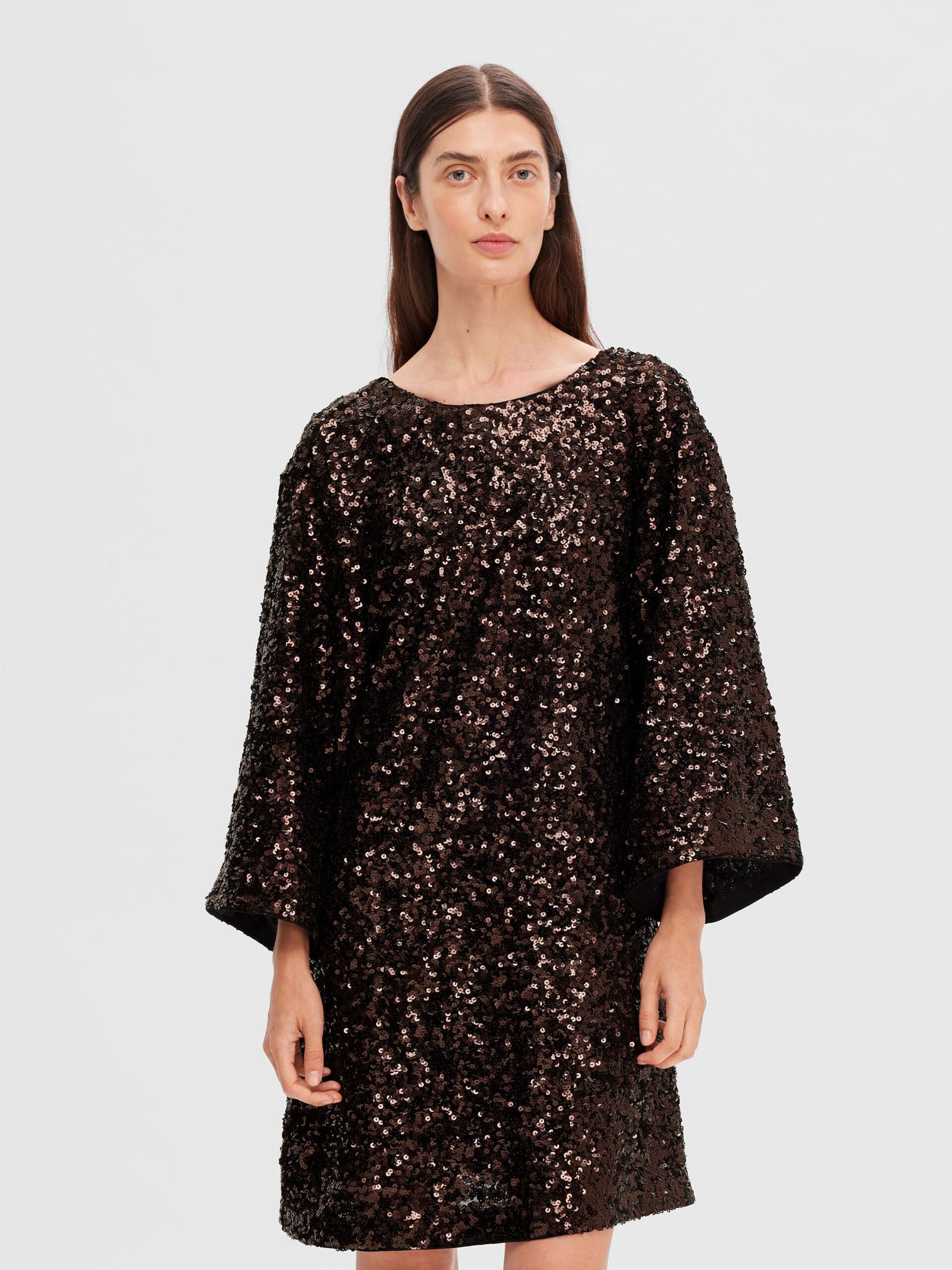 selected-femme-naisten-mekko-ad-slfmallie-ss-short-sequins-dress-sus-tummanruskea-1