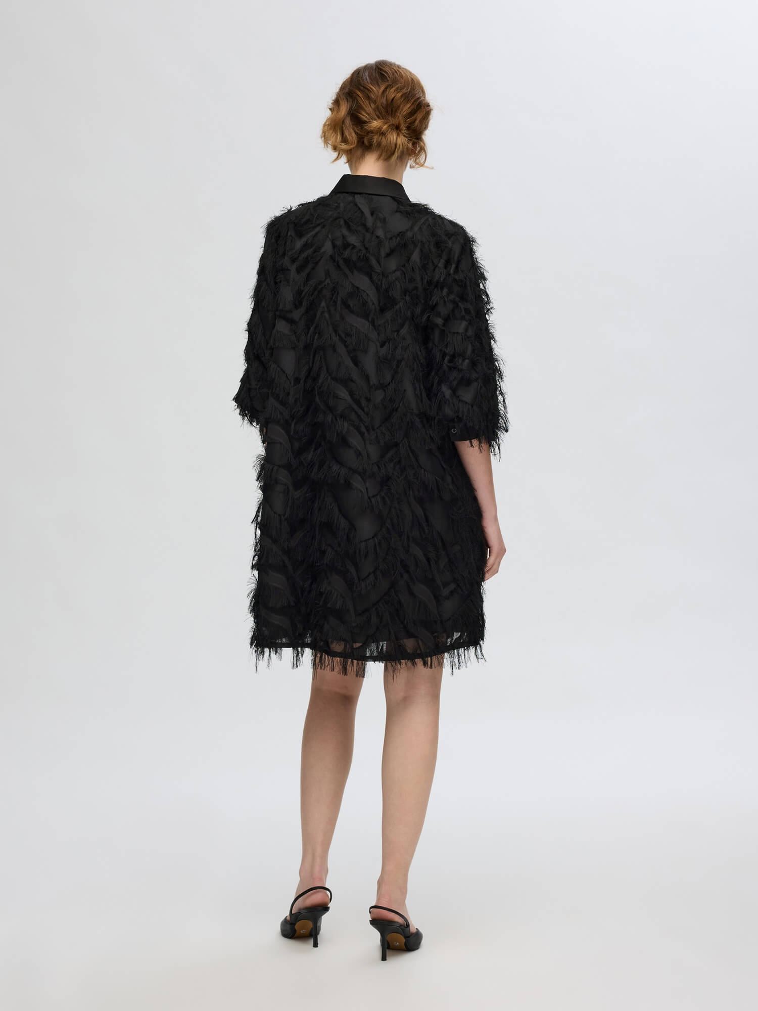 selected-femme-naisten-mekko-lfmyline-3-4-short-fluffy-shirt-dress-musta-3