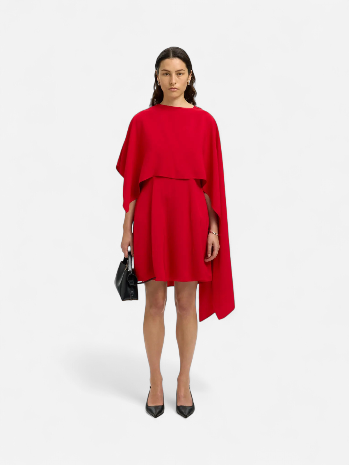 Selected Femme naisten mekko, SLFLEONORE REGULAR SL SHORT CAPE DRESS B Equestrian Red - Kekäle.fi