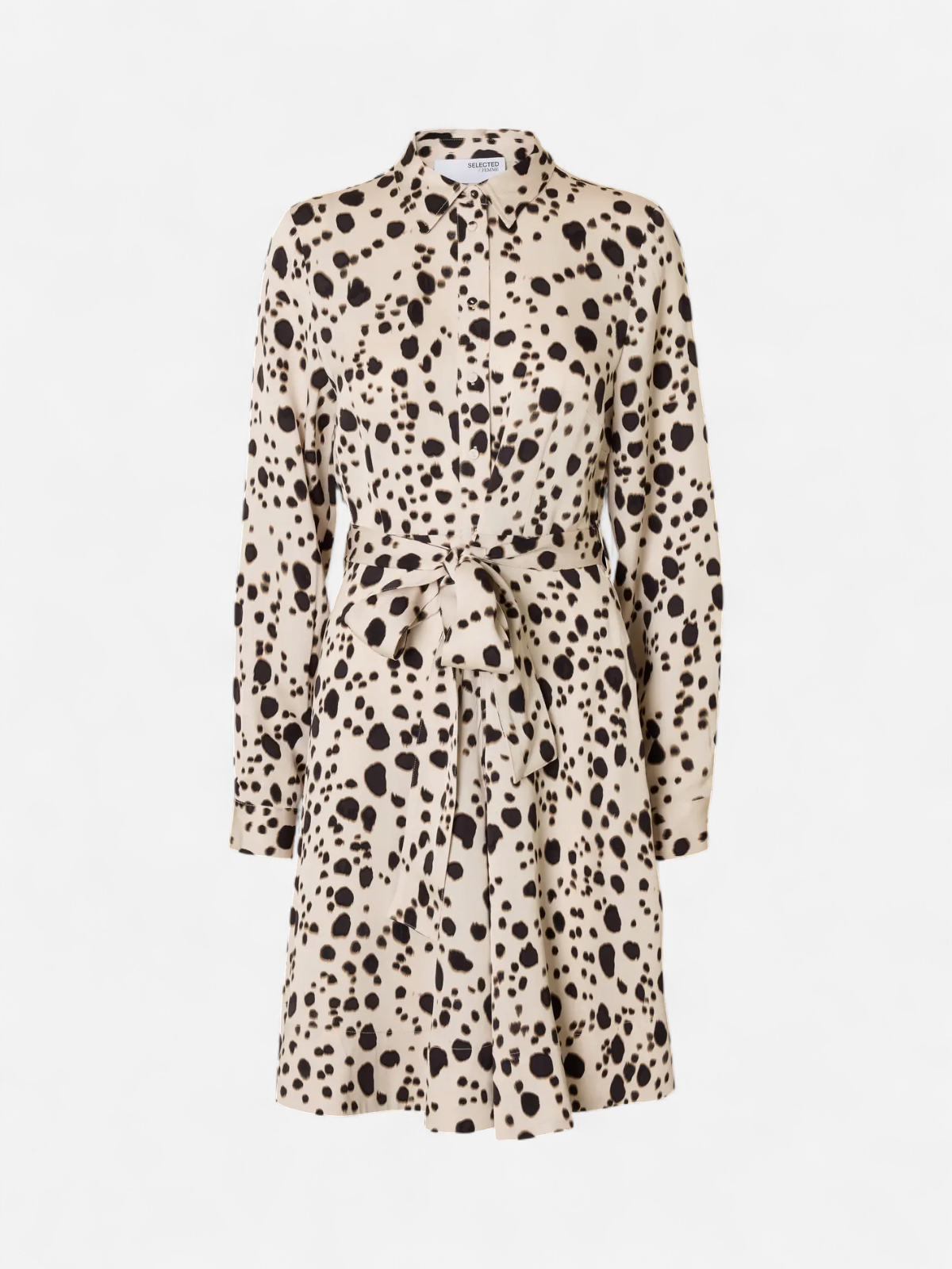 Selected Femme naisten mekko, SLFPAOLA REGULAR LS SHORT SHIRT DRESS Valkopohjainen Kuosi - Kekäle.fi