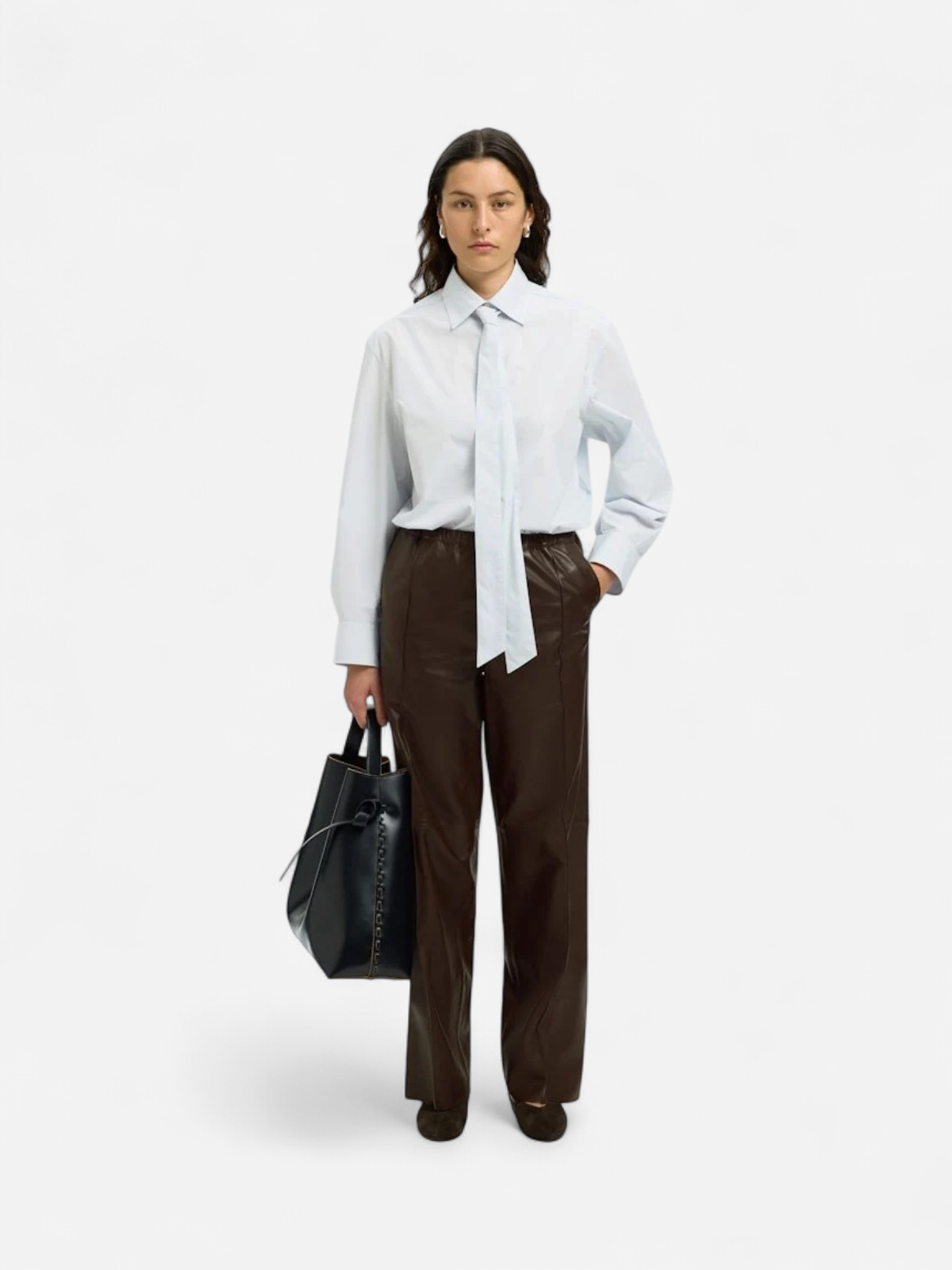 Selected Femme naisten nahkahousut, SLFBODA HW LEATHER PANT Delicioso - Kekäle.fi
