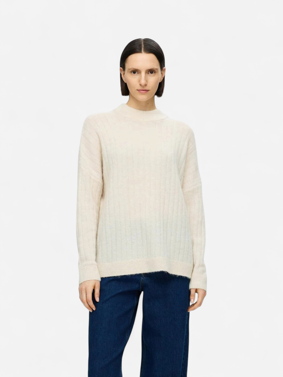 Selected Femme naisten neule, SLFMALINE LS KNIT HIGH NECK Luonnonvalkoinen - Kekäle.fi