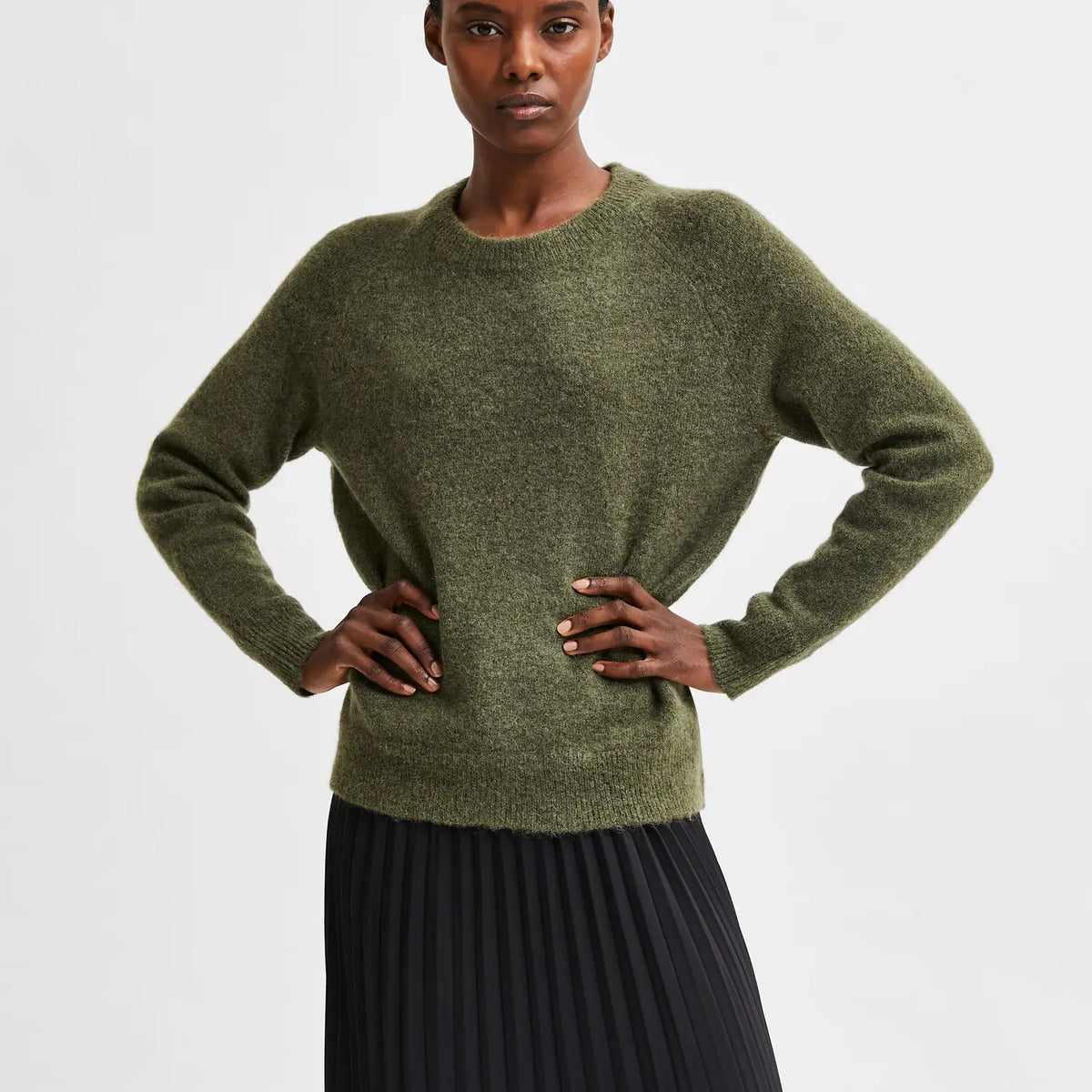 SELECTED FEMME Dames Slflulu Ls Knit O-Neck B Noos Pullover, Ski Patrol/ detail: melange, XS SELECTED FEMME Dames Slflulu Ls Knit O-Neck B Noos Pullover, Ski Patrol/ detail: melange, XS