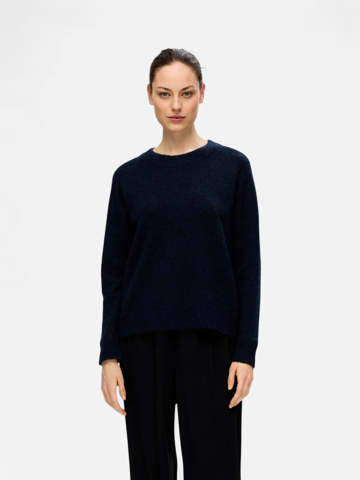 Selected Femme Naisten Neulepaita, Lulu LS Knit O-Neck Tummansininen - Kekäle.fi