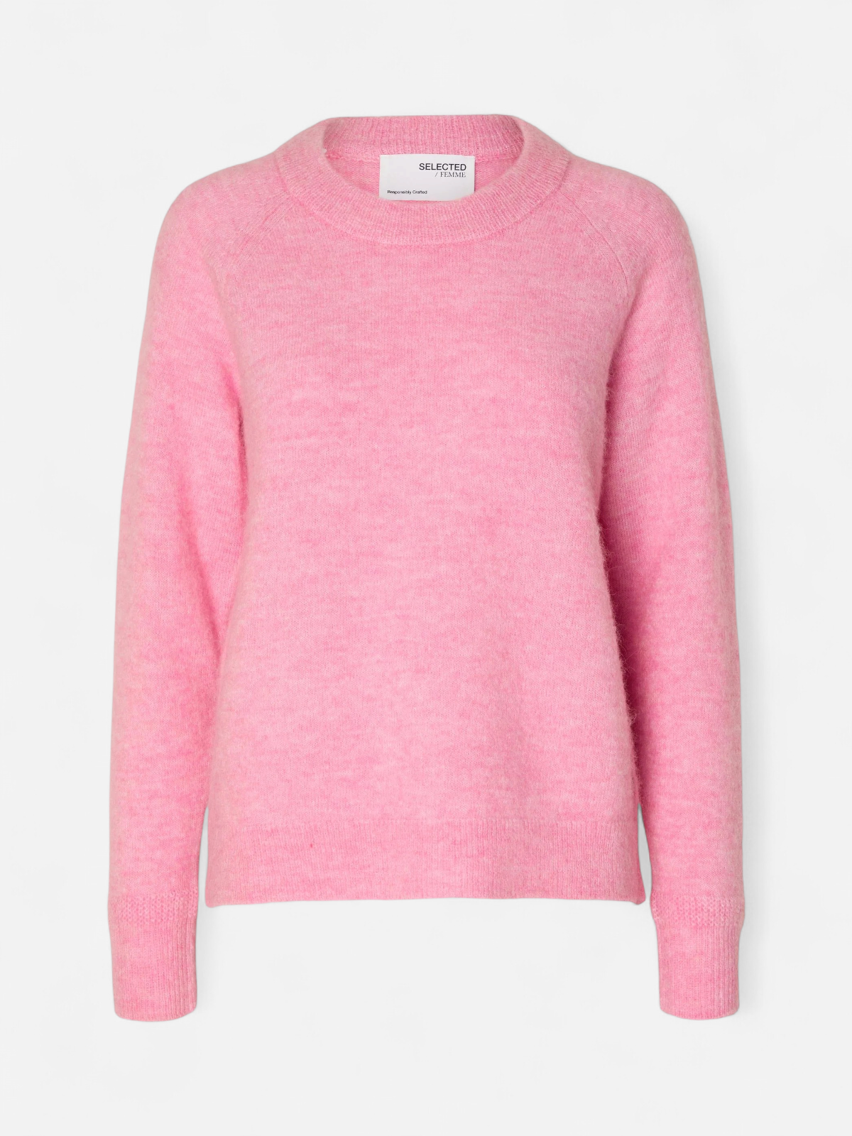 Selected Femme Naisten Neulepaita, Lulu LS Knit O-Neck Vaaleanpunainen - Kekäle.fi