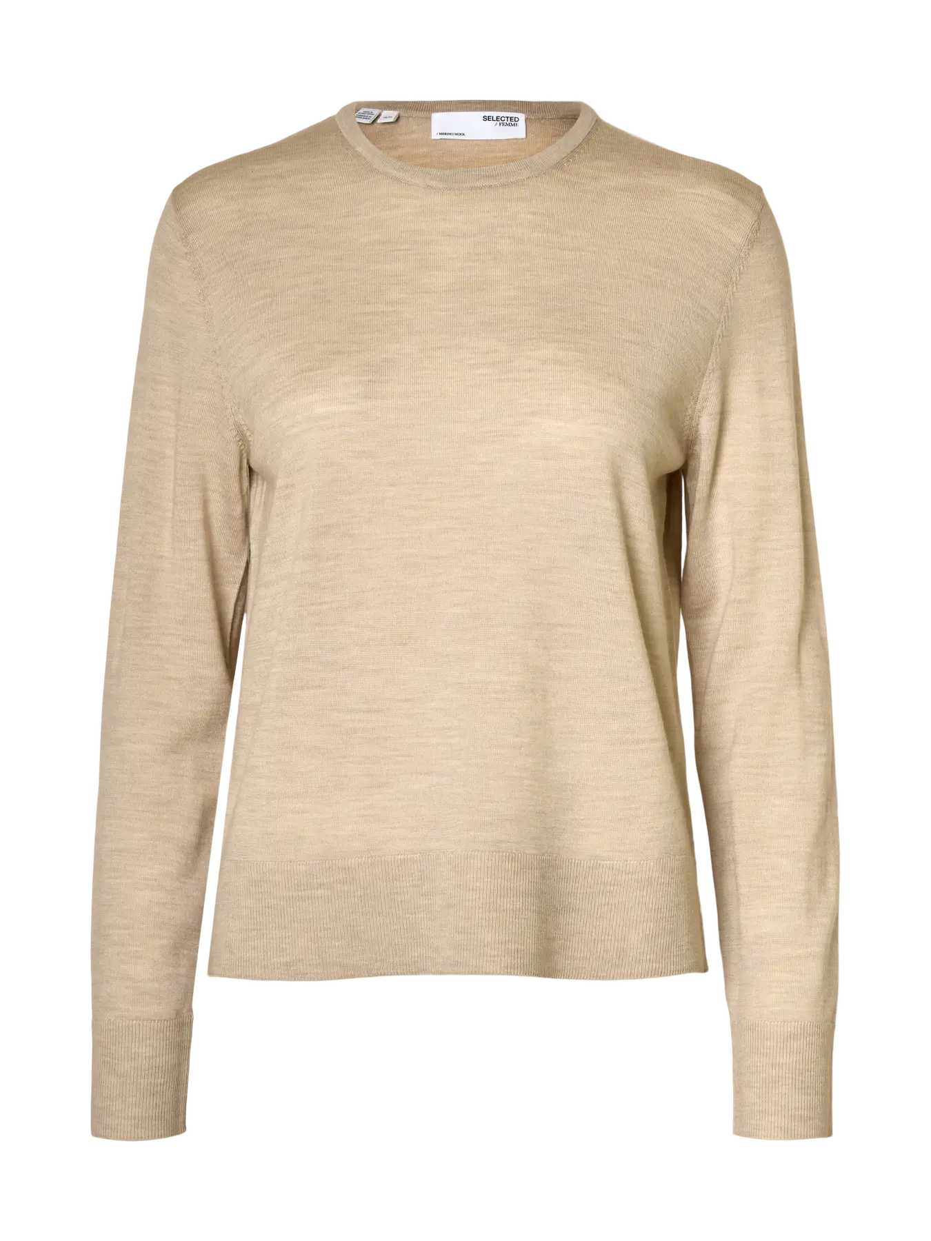 selected-femme-naisten-neulepaita-slfthea-ls-knit-merino-o-neck-noos-oatmeal-3