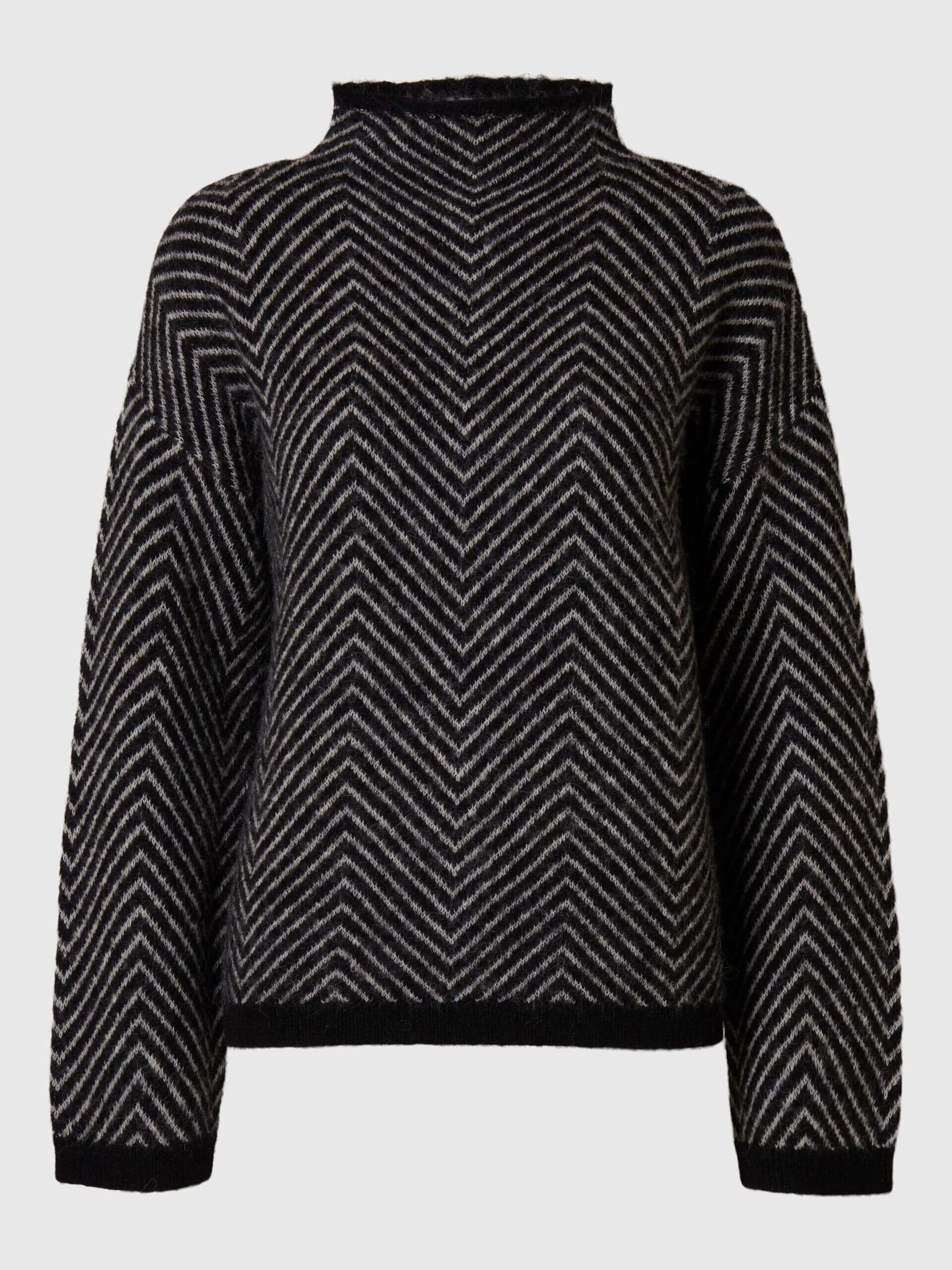 selected-femme-naisten-neulepusero-slflulu-ls-herrigbone-knit-high-neck-musta-kuosi-4