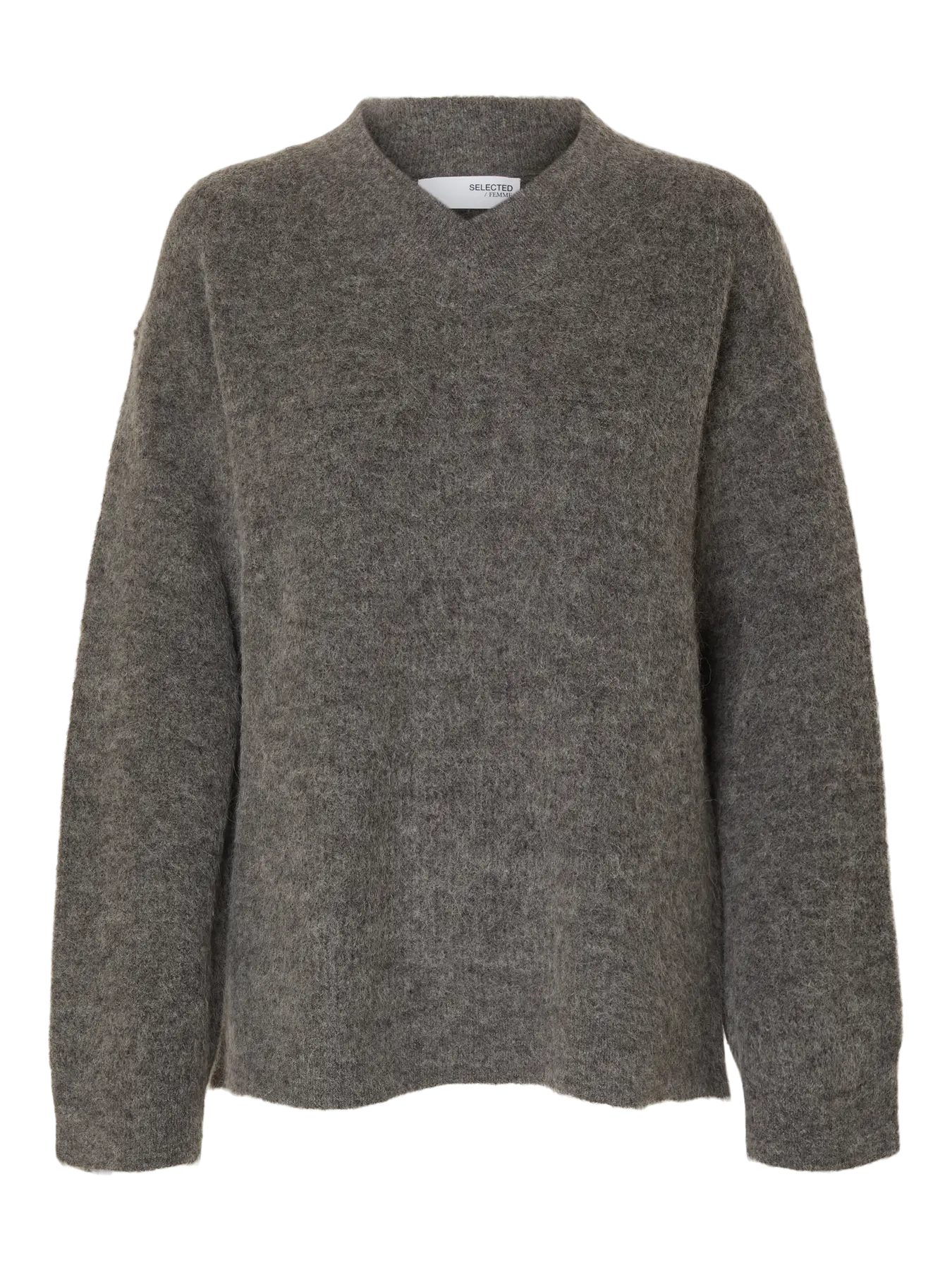 selected-femme-naisten-neulepusero-slfsia-ras-ls-knit-long-v-neck-medium-grey-melange-3