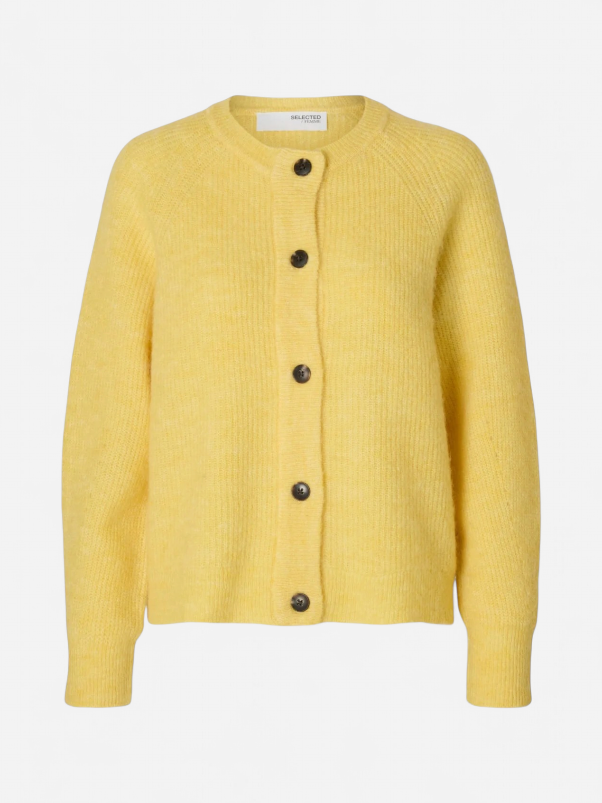 Selected Femme, Naisten Neuletakki, Lulu LS Knit Short Cardigan Keltainen - Kekäle.fi